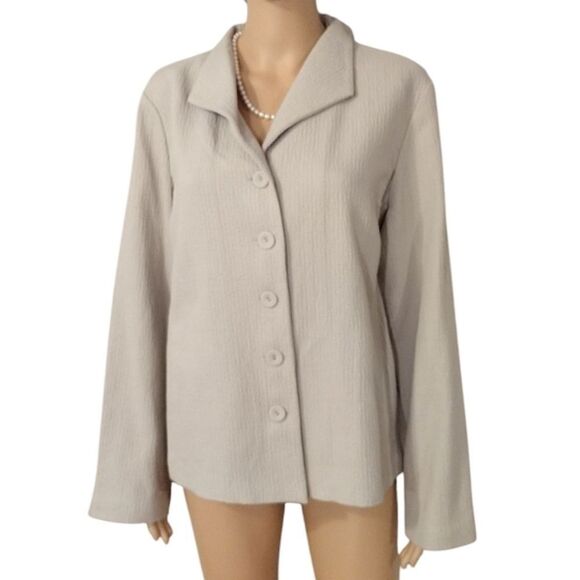 NWT Eileen Fisher Women's Size Large Eco Cotton Blend Jacquard Button Up Jacket - Picture 1 of 12